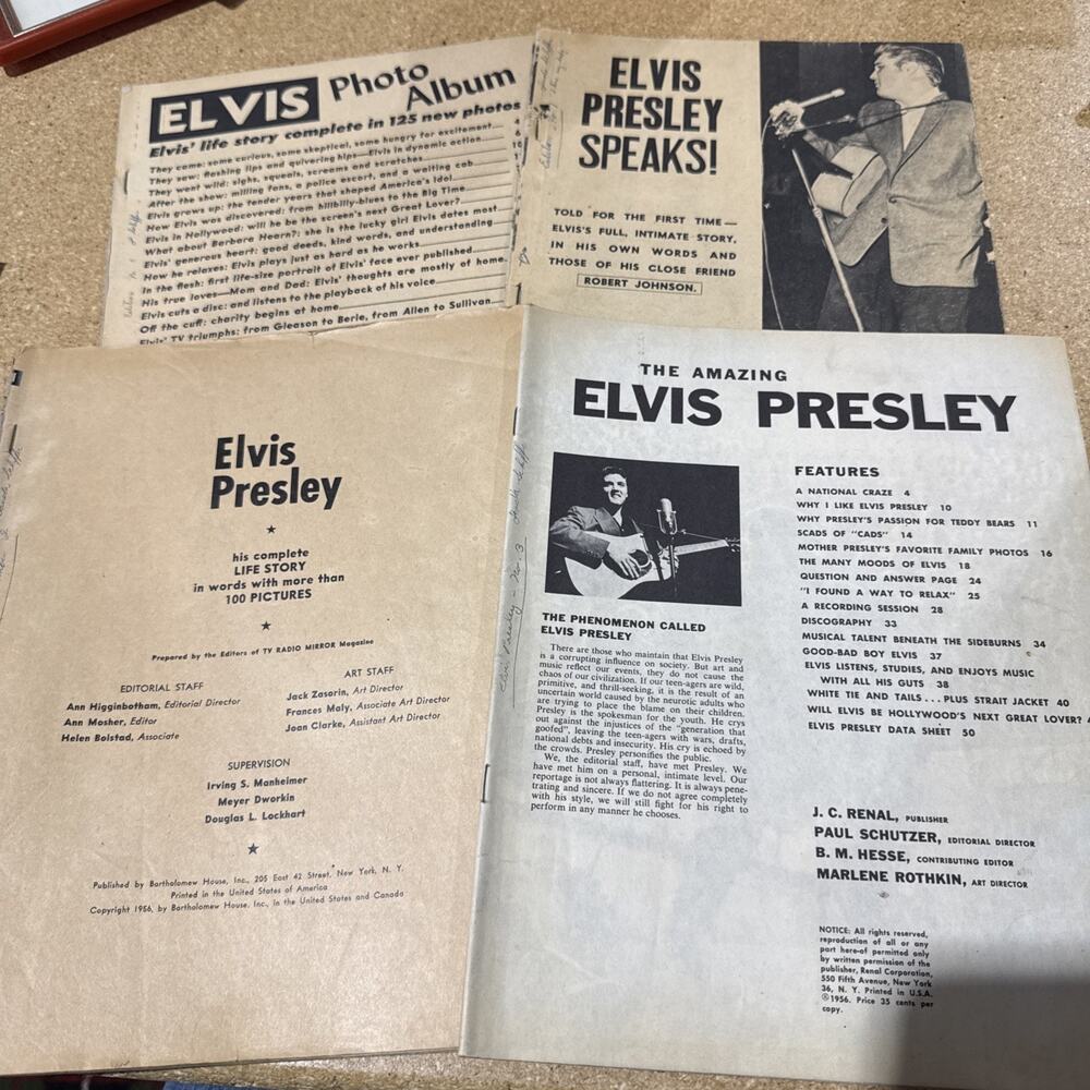 Vintage Elvis Presley Fan Magazines Lot 1950s Incomplete No Covers Ephemera